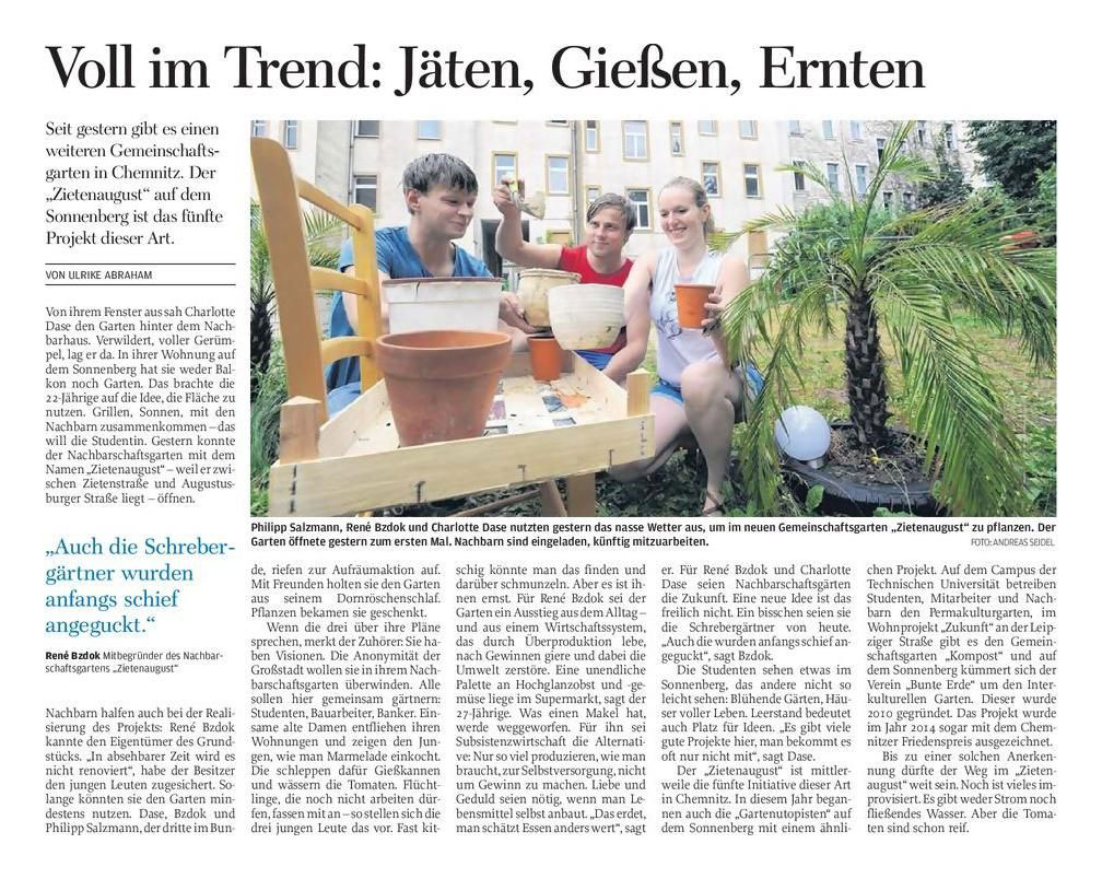 Freie Presse, Chemnitzer Zeitung vom 17.08.2015